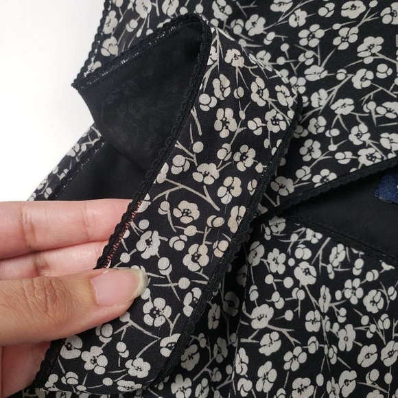 Ann Taylor Silk Dress Vintage 90s Y2k Womens 12 Floral Ditsy Sleeveless Black - Picture 8 of 16